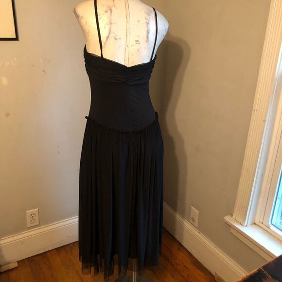 Vera Wang Collection Ruched full‎ sweep Drop Waist slip black dress 0 - Picture 5 of 11